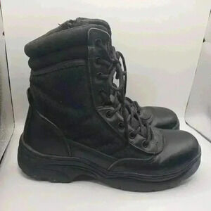 NORTIV 8 Men's Military Tactical Work Boots Side Zip Leather Combat Boots sz 7.5